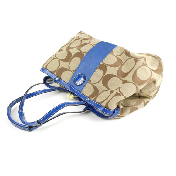 Coach Signature Khaki Blue Shoulder Bag 19190 - Picture 4 of 16